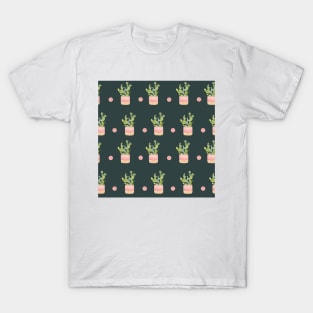 Cactus Pattern in Forest Green | Houseplants | Botanicals | Watercolor T-Shirt